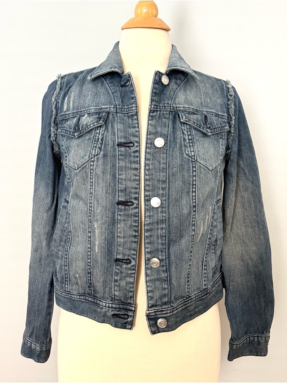 MICHAEL Michael Kors Distressed Denim Jean Jacket S